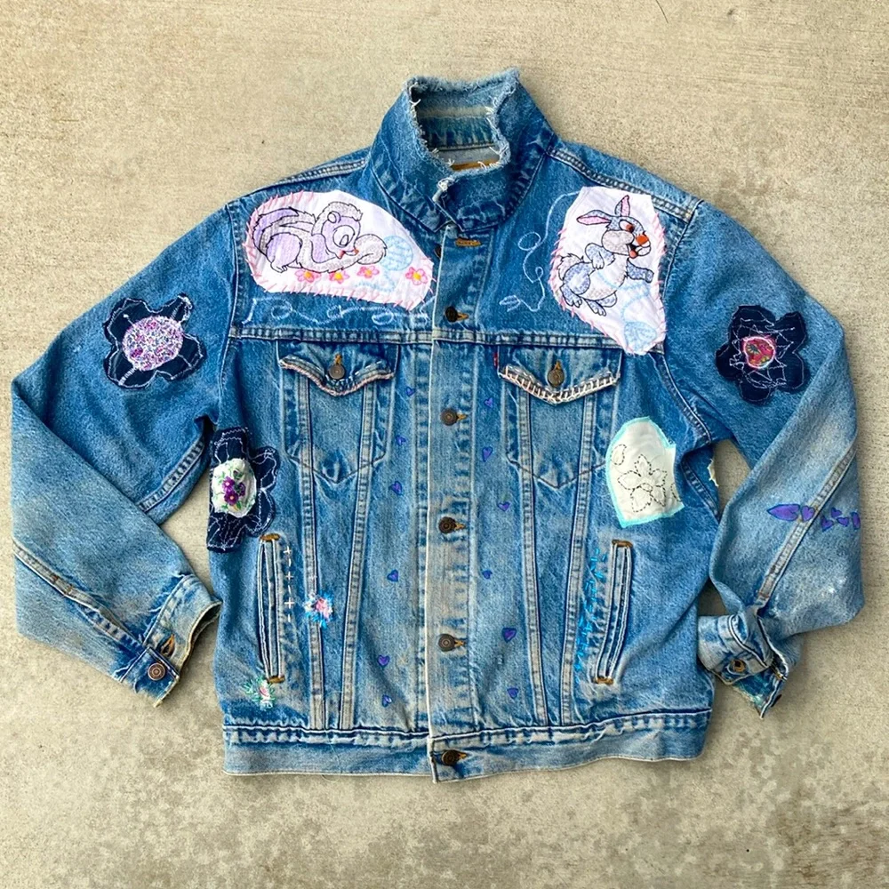 Vintage Upcycled Levi’s Jacket Disney Theme - Picture 2 of 14